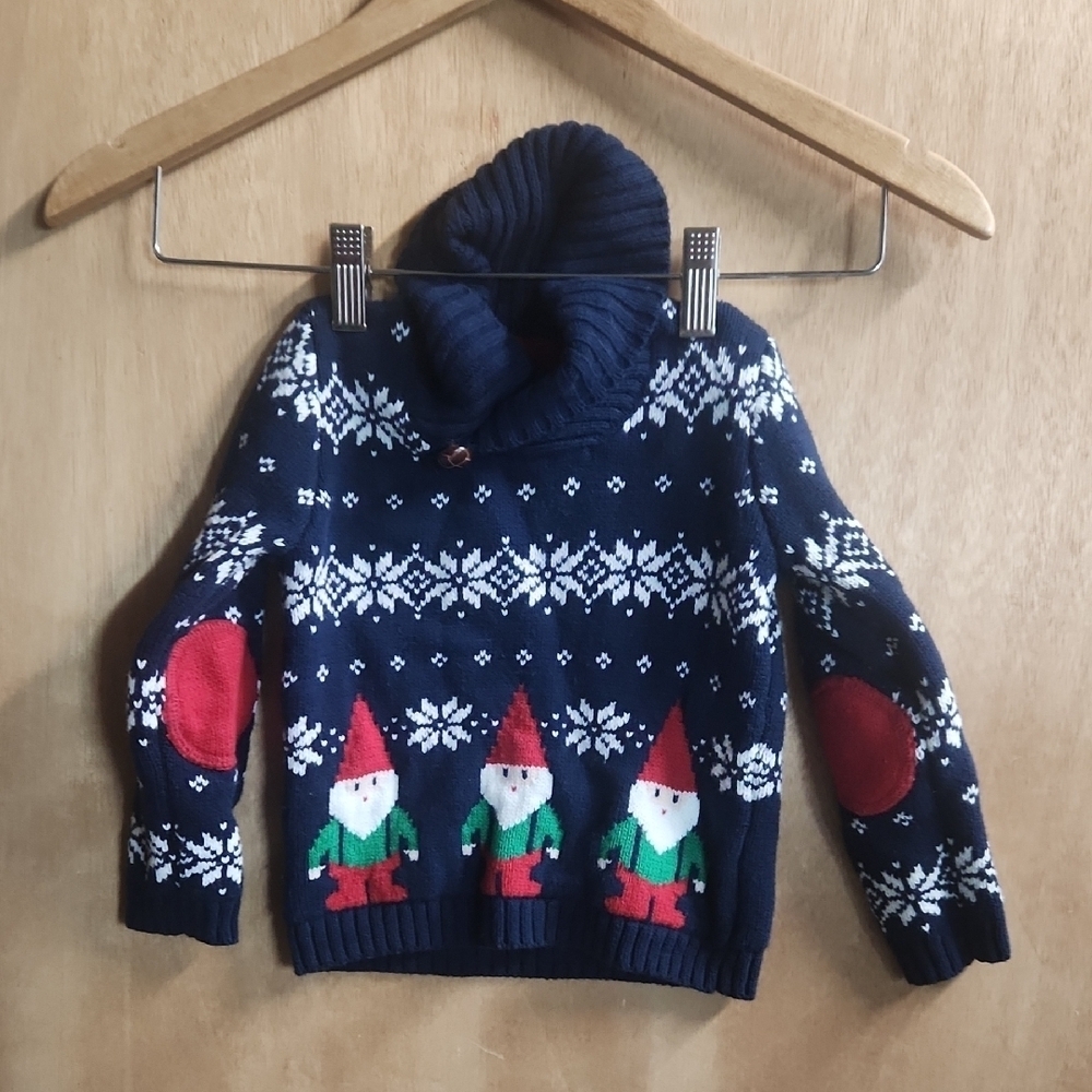 Jingles & Joy Navy Blue 24 Months Sweater Gnomes And Snowflakes